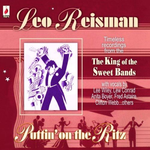"Album cover with red background, featuring a conductor illustration and gold text."