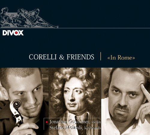 CD cover with three men's portraits and "CORELLI & FRIENDS" text on a dark background.