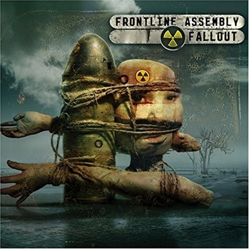 "CD cover art featuring a bound, grotesque figure in a hazmat suit."