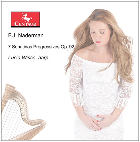 CD cover with a blonde woman holding a harp, wearing a white dress.