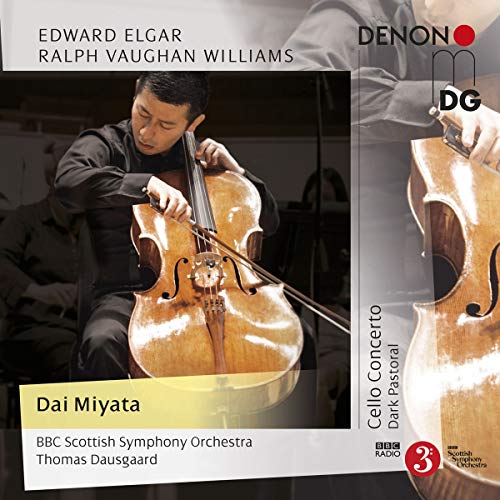 CD cover featuring a man playing cello, with text overlays and logos.