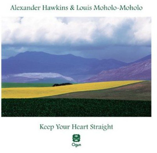 "Album cover with a serene landscape, featuring rolling hills and mountains under a cloudy sky."