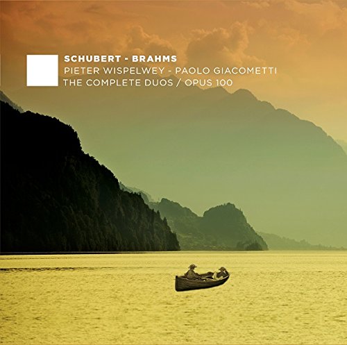 "CD cover featuring a serene lake scene with a small boat and mountains."