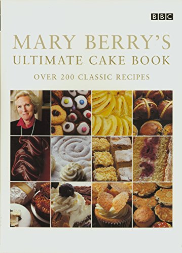 "Cookbook cover with 'Mary Berry's Ultimate Cake Book' title and images of various cakes."