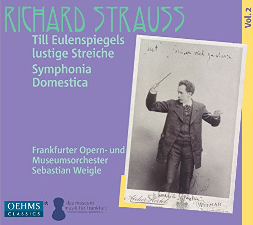 "CD cover with purple background, black and white photo of conductor Sebastian Weigle."