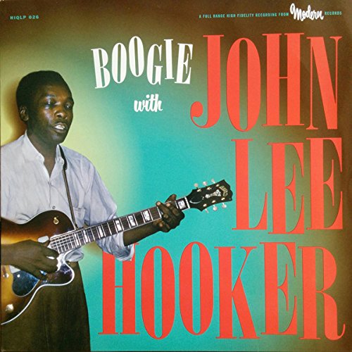Vinyl record cover featuring John Lee Hooker playing guitar against a blue-green background.