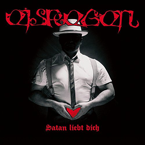 Man in white shirt and hat holds red heart, against a black background.