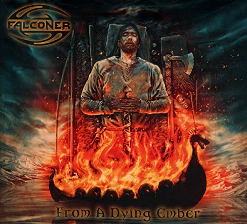 "CD cover art: Viking man in a burning boat, surrounded by flames."