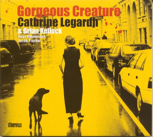 "Album cover featuring a woman and dog on a city street with yellow tint."