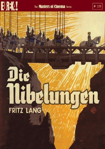 DVD cover for "Die Nibelungen" by Fritz Lang, featuring a medieval bridge scene.
