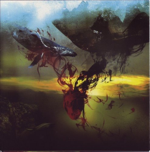 "CD album cover with dark, surreal underwater scene and abstract, glowing sea creatures."