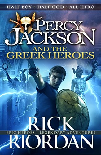 Book cover featuring a boy with a sword and shield, surrounded by Greek statues.
