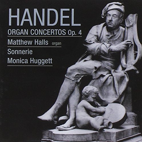 "CD cover featuring a statue of a man with a harp and a child."