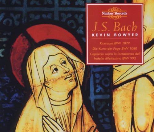 "CD cover featuring stained-glass image of a saint and red title box."