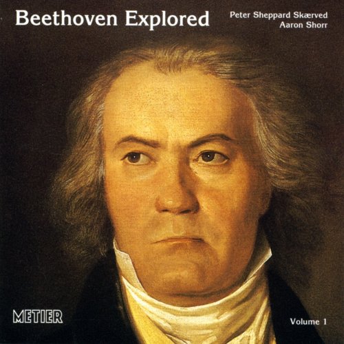 "CD cover featuring a portrait of Beethoven with white text and 'Metier' logo."