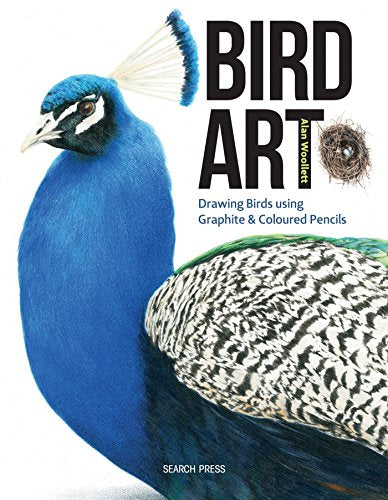 Book cover featuring a blue peacock with the title "Bird Art" and subtitle.