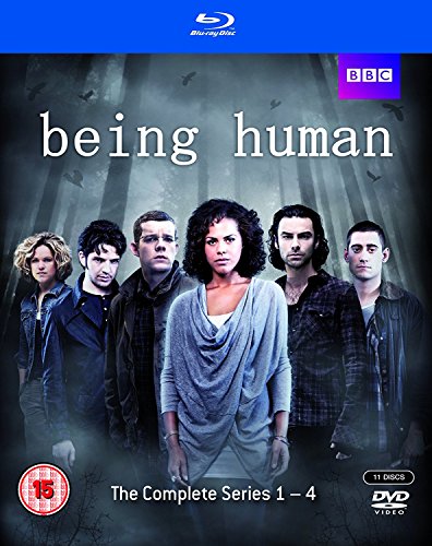 "Blu-ray cover featuring six actors from the TV show 'Being Human' in a dark forest."