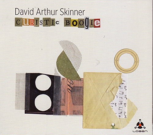 "Album cover with abstract collage and text 'David Arthur Skinner Cubistic Boogie' on beige background."