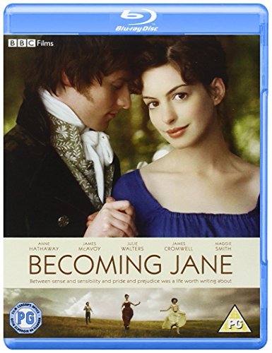 "Blu-ray case with a couple embracing on the cover, titled 'Becoming Jane'."