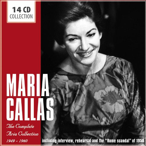 Red CD cover with black-and-white photo of Maria Callas and white text.