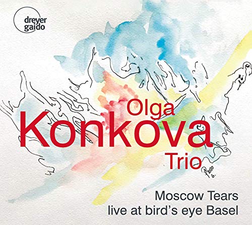 "CD cover with abstract watercolor design, red and black text on white background."