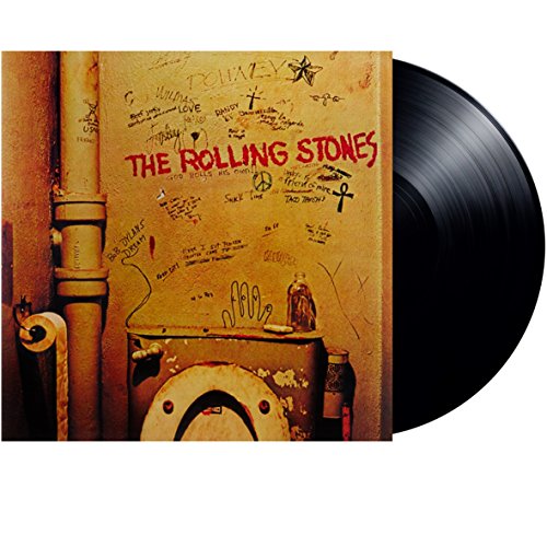 The image shows a vinyl record cover with a grungy, yellow-toned bathroom scene.