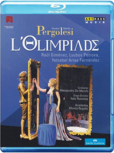 Blue-ray case cover with opera scene: two figures and ornate mirror.