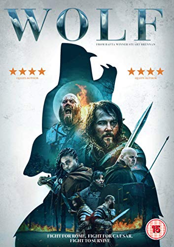 DVD cover for "Wolf" featuring warriors and a wolf silhouette with a 15 rating.