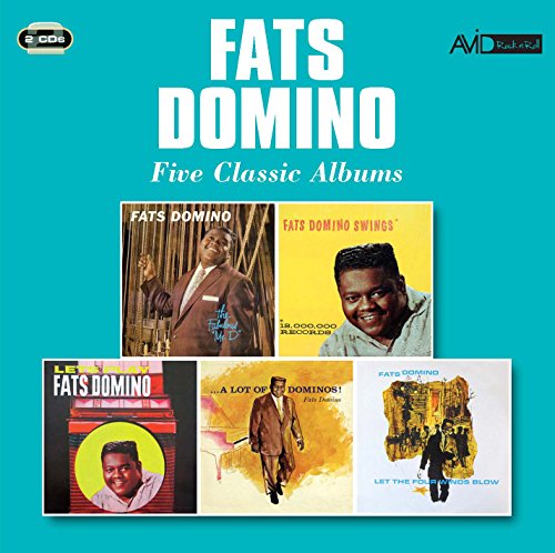 "Fats Domino compilation CD cover featuring five classic album covers on a teal background."
