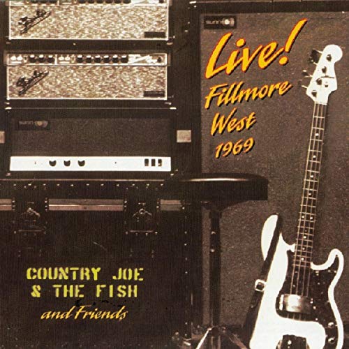 Album cover featuring a white bass guitar and amplifiers with yellow text.