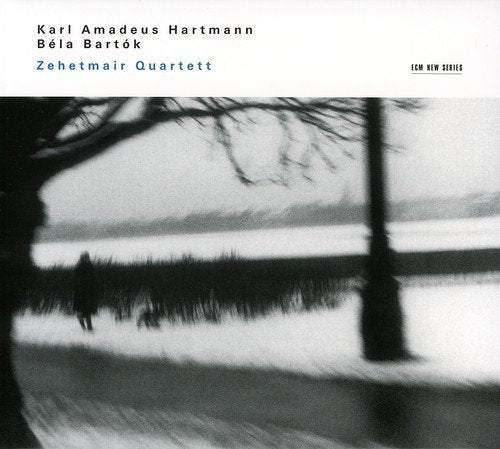A black and white photograph of trees on a CD cover.