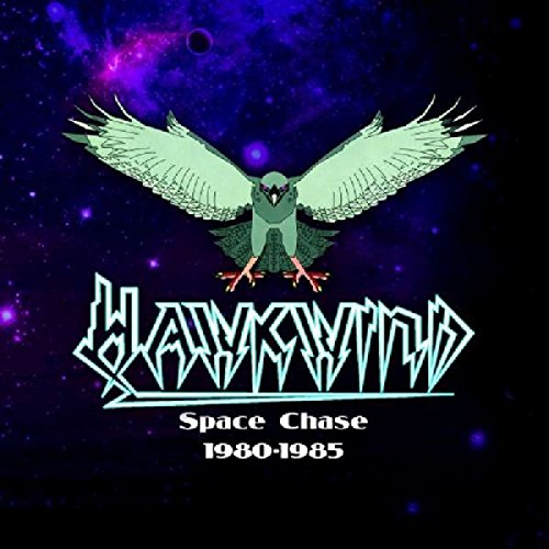 "Hawkwind CD box set with booklet, poster, and disc, featuring band members and space theme."