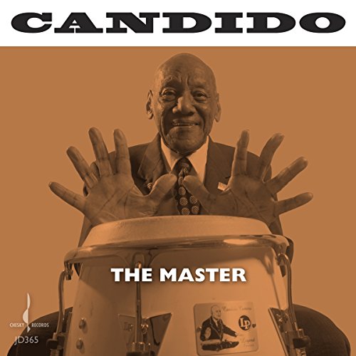 "Album cover with a man behind a drum, hands raised, sepia-toned."