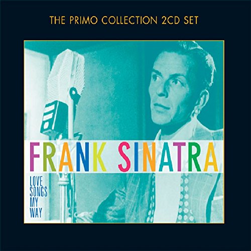 "CD cover with Frank Sinatra's image, microphone, and multicolored text on a dark background."