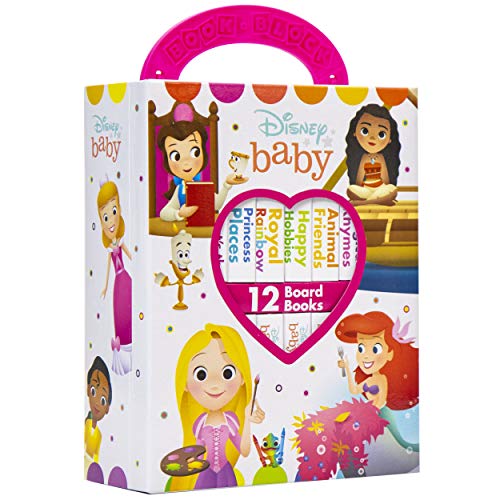Disney Baby Princess Cinderella, Belle, Ariel, and More! - My First Library Board Book Block 12 Book Set - First Words, Colors, Numbers, and More! - PI Kids: 12 Board Books