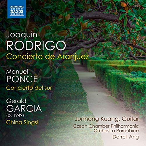 A serene garden path with hedges and trees on a classical music CD cover.