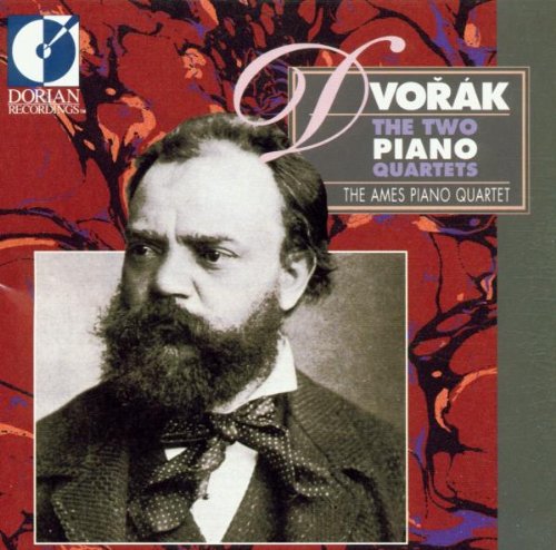 CD cover with black and white portrait of Dvorak on red background.