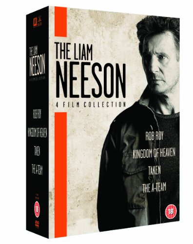 DVD box set featuring Liam Neeson with four film titles and an 18 rating.