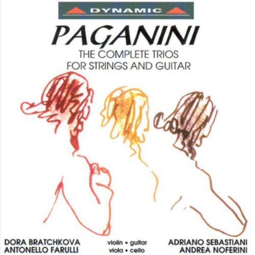 CD cover with three sketched figures and "PAGANINI" title on a white background.