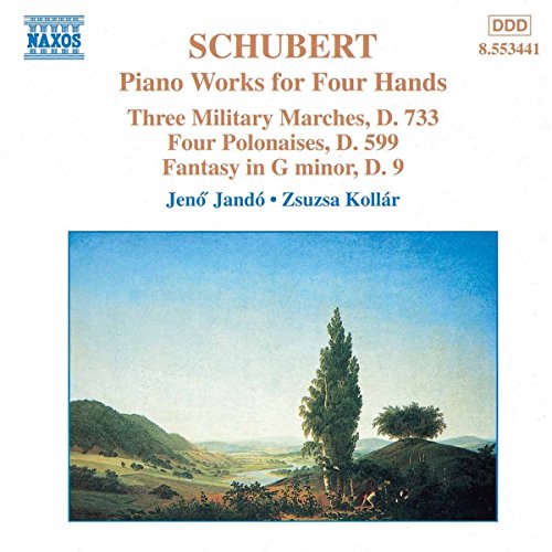 "Album cover featuring a serene landscape painting with orange and blue text on a white background."