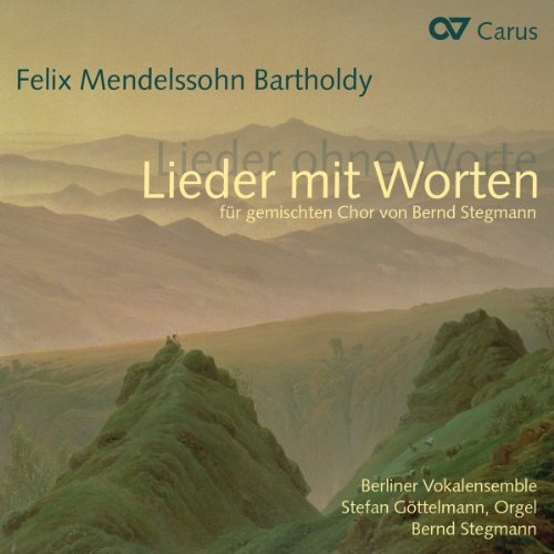 "CD cover with mountain landscape and text in German, featuring 'Carus' logo."