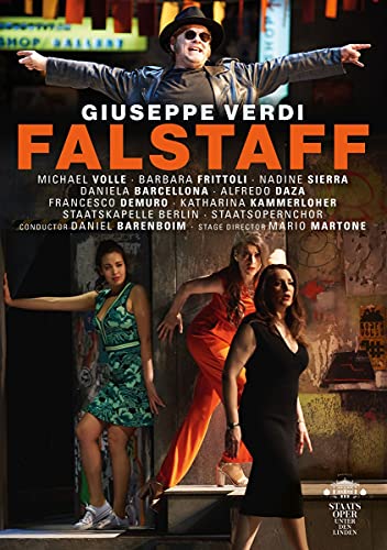 DVD cover for Verdi's Falstaff, featuring a man and three women in comedic poses.