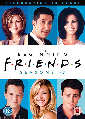 "Friends DVD cover featuring six main characters against a blue background."