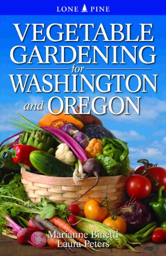 Book cover with basket of vegetables and title "Vegetable Gardening for Washington and Oregon".