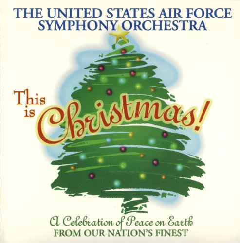 "Christmas album cover featuring a green tree with ornaments and star on a white background."