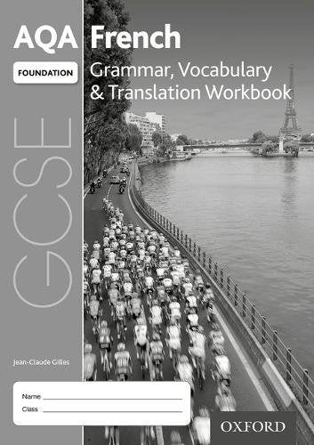 AQA GCSE French workbook cover featuring a black and white image of a river.