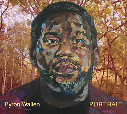 "Album cover with a stylized portrait of a man against a forest background."