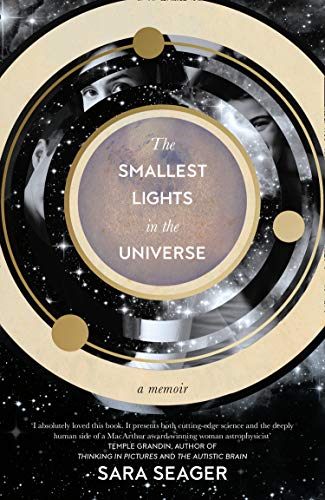 Book cover with a black starry background and a beige circular frame.
