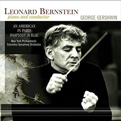 Black and white vinyl record cover featuring Leonard Bernstein holding a conductor's baton.