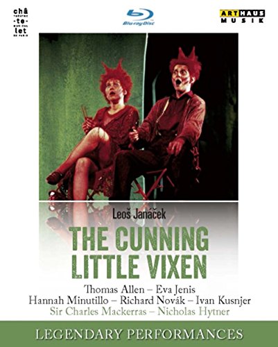 "The Cunning Little Vixen" Blu-ray cover featuring two actors in red devil costumes.